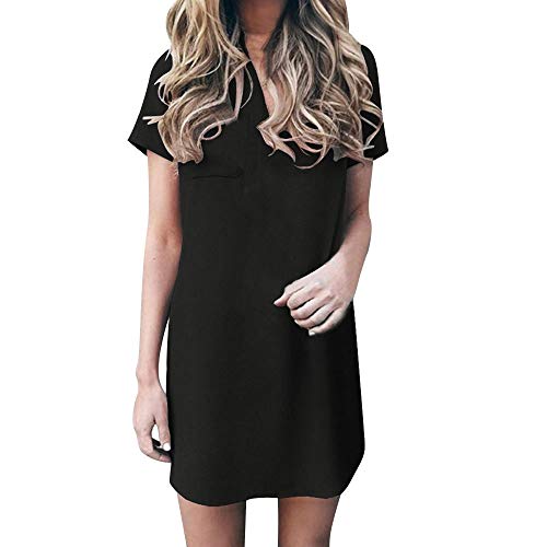 Click Here to See More Images Women Dress,Dainzuy Chiffon V Neck Pocket Short Sleeve Mini Dresses
