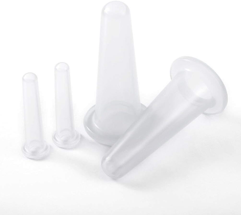 Silicone Massage Cupping Set 2 Facial Cups & 2 Mini Facial Cups Body Massage Helper Skin Care Massage for Face Neck Back Eyes