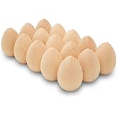 Fake Eggs to Paint, Pack of 50 Smooth Standable Wooden Eggs for Crafts, 2 Inch Wooden Easter Egg Decor, Wood Chicken Egg to Paint & Dye, by Woodpeckers
