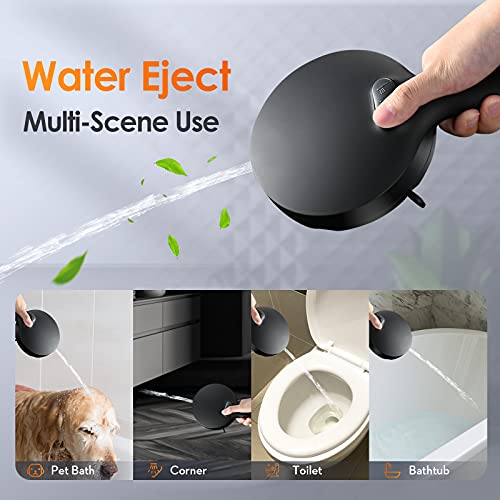 Shower Head Combo-WaterSong 14 settings 7'' Rain Showerhead+5'' Handheld Shower Spray with Build in Power Wash, 6.5ft Hose/Adjustable Mount for Bath Massage Spa, 3-Way Diverter, Matte Black