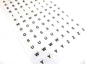 Amazon.com : Small Black Letters on 8.5mm (0.3 inch) Round Clear Labels, Self-Adhesive Alphabet ...