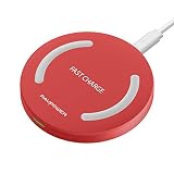 Wireless Charger RAVPower Qi-Certified Fast Wireless Charging Pad Quick Charge, 10W Fast Charge Galaxy S9 S8+ S8 S7 Edge S7 & Standard Charge Compatible iPhone Xs MAX XR XS X 8 8 Plus (Red)