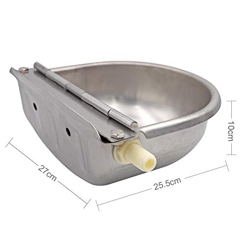 MUALROUS Stainless Steel Cattle Drinker Bowl 2pcs Automatic with Float Valve for Dogs, Horses, Cattle, Goats, Sheep