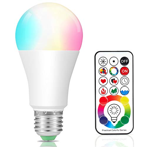 LED Light Bulbs, Color Changing Light Bulb with Remote Control, 10W E26/27 LED Lights with 120 Colors, Dimmable & Timing LED Bulbs, Decorative Mood Light, Perfect for Home Party Holiday and More - Thumbnail 7
