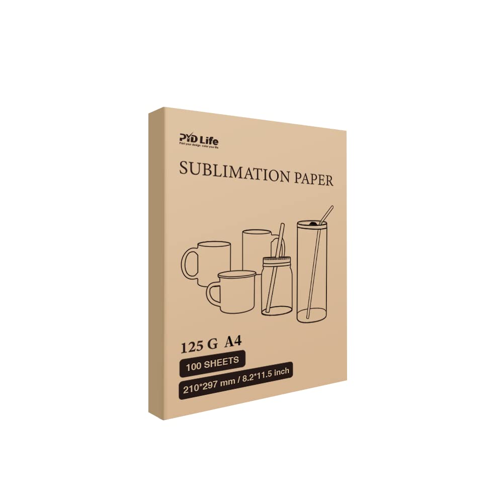 PYD Life Sublimation Heat Transfer Paper 8.2 x 11.5 Inch A4 Size,100 Sheets,for Sublimation Blanks Mugs Tumblers Water Bottles T-shirt Bags Use Sublimation Ink 125 g