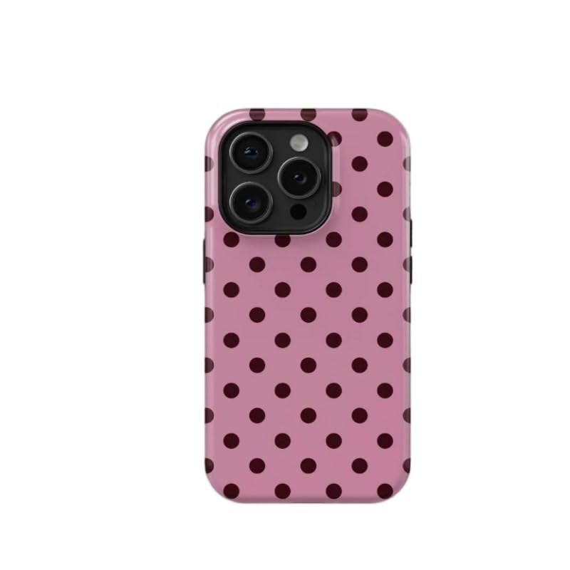 Gozaca Compatible with iPhone 17 Pro Max Phone Case, Cute Pink Polka Dot Aesthetic Minimalist Slim Dual Layer Protective Cover for Teen Girls