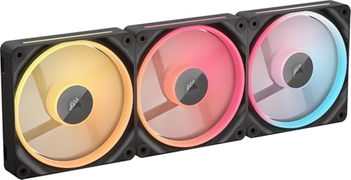 CORSAIR iCUE LINK LX120-R RGB 120mm PWM-Umkehrlüfter – Dreifach-Lüfter-Kit – Geräuscharm, CORSAIR Magnetische Kuppellagerung, Zwei Lichtschleifen, Qui