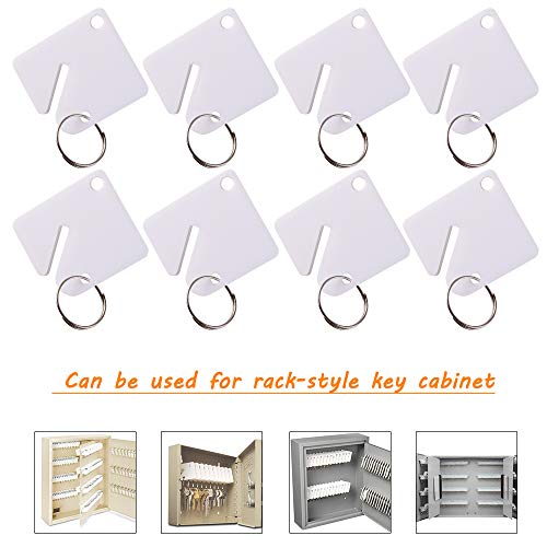 60 Packs Blank Plastic Key Tags Upgrade Round Split Ring Durable Key Identify Tags Bulk Key Tags for Key Cabinet 1.5 inches Square Shaped