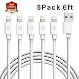Lightning Cable, Sundix iPhone Charger 5Pack 6FT 8-Pin USB Charging Cable Cord Compatible with iPhone X 8 8 Plus, iPhone 7 7 Plus 6 6s 6 Plus 6s Plus, iPhone SE 5 5s 5c, iPad, iPod and More(White)