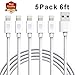 Lightning Cable, Sundix iPhone Charger 5Pack 6FT 8-Pin USB Charging Cable Cord Compatible with iPhone X 8 8 Plus, iPhone 7 7 Plus 6 6s 6 Plus 6s Plus, iPhone SE 5 5s 5c, iPad, iPod and More(White)