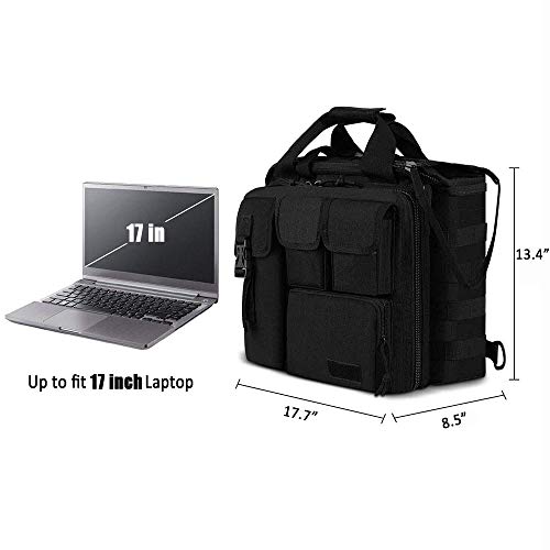 Men's Military Laptop Messenger Bag Multifunction Outdoor Tactical Briefcase Computer Shoulder Handbags for 17" Laptop (Black)