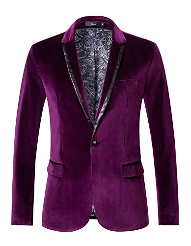 THWEI Mens Velvet Blazer Sport Coat Tuxedo Jacket for Prom Wedding Party Dinner Purple S at Amazon