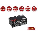 UltraHD HDMI 2.0 Splitter 1x2 Mirror Powered Auto Scaling Wall Mount, 4K60Hz YUV444 18Gbps, HDR/Dobly Vision, HDCP2.2, EDID, Low Heat, Cascadable, Upgradate Firmware, ESD Protect 2 Port(1 In to 2 Out)