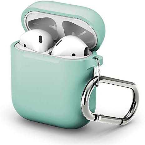 AirPods Case Cover, Silicone AirPods Case Protective Accessories Set with Clip Holder/Keychain Soft Storage Bag for Apple Airpod (green)