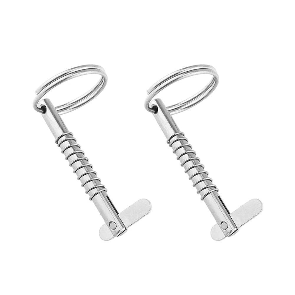 2 Pieces of Stainless Steel Marine Spring Pins, Spring Loaded Safety Pin 5mm Marine Grade 316 Stainless Steel Quick Release Pins Boat Tongue Pins For Ship Top Deck Hinges