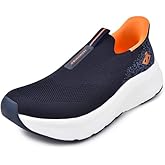 JACKSHIBO Mens Slip in Free up Hands Shoes Wide Toe Box Arch Support Orthopedic Walking Sneakers Cushioned Thick Zero Drop Sole Metatarsal Pads