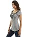 PattyBoutik Women Crochet Lace Inset Cap Sleeve Blouse (Light Gray and Gray Small)