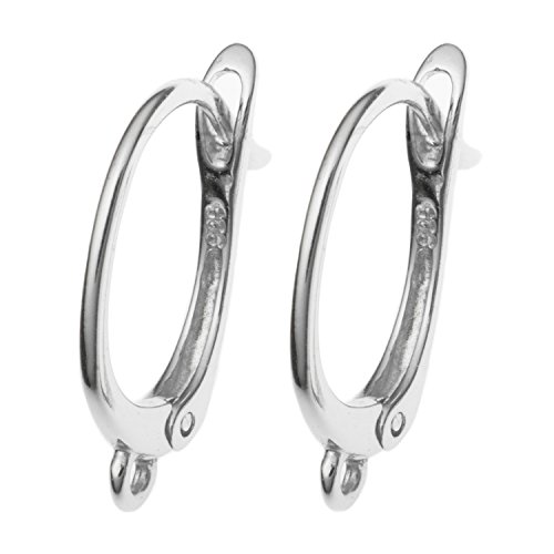 4 pcs .925 Sterling Silver Oval Ear Wire Hoop Earwires Dangle Earring Connector / Findings / Bright