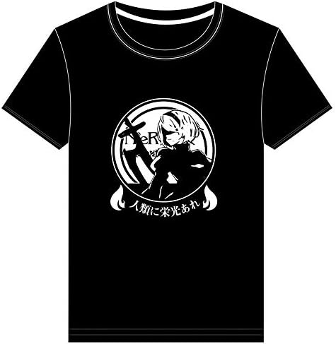 MOE T-Shirt for Men&Women 2B NieR Automata Anime Tee Game Printing Tops Milk Silk Short Sleeve Round Neck Black
