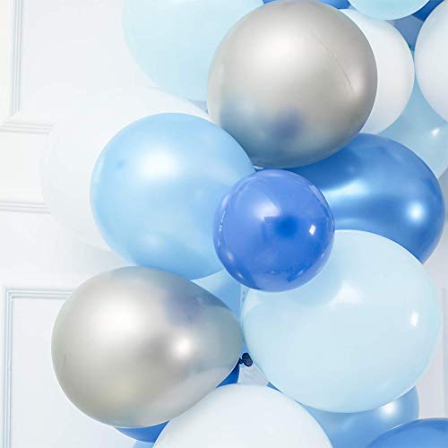 Balloon Garland Arch Kit, 110Pcs Baby Blue, Royal Blue, Sky Blue, Confetti and Silver Metallic Balloons for Birthday, Engagement, Wedding, Boy Baby Shower, Picnic or Any Party Decorations. - Thumbnail 2