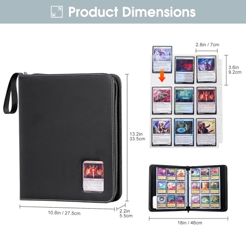 ProCase 900 Pockets Card Binder with Clear Window for Trading Cards, 9 Double Sided Pockets Cards Colletction Album Holder with Removable Sleeves for MTG, TCG, Sports Cards, Football Cards -Black