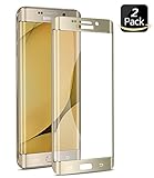 Elebase Galaxy S6 Edge Plus Screen Protector (2 Pack),HD Clear,9H Hardness,Anti-Scratch,3D Curved Full Coverage Protective Tempered Glass for Samsung Galaxy S6 Edge Plus(Not for S6 Edge)(Gold)