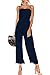 Minipeach Women's Solid Color Backless Sleeveless Wide Long Pants Jumpsuit Rompers