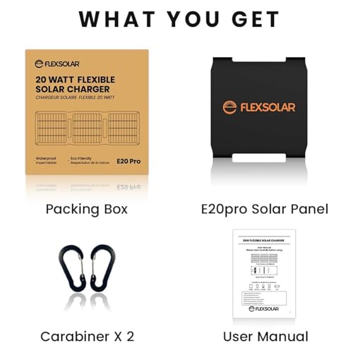 FlexSolar 20W Solar Panel Charger Portable Foldable Fast Charging QC3.0 USB-A USB-C Output Small Power IP67 Waterproof Camping Backpacking Hiking Emergency for Phones Power Banks Flashlight Fans