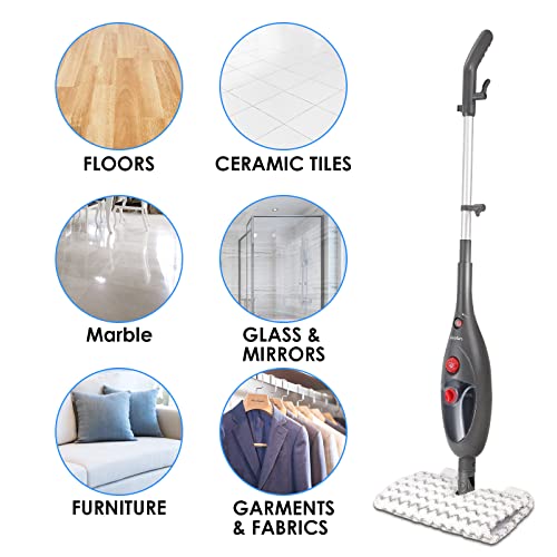 Moolan steam Mop, 12in1 MultiFunctional Floor Steamer Cleaner with Dualsided Dirt Grip Pads