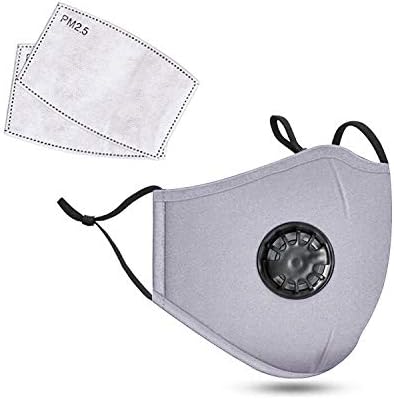 Lefthigh Breathable Dustproof Mask, Outdoor Riding Dust Mask Sheet Windproof Foggy Anti Pollution Face Mask with Respirato Valve (Gray)