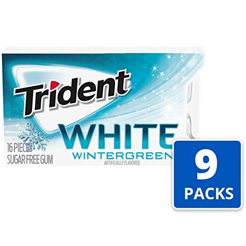 Trident White Wintergreen Sugar Free Gum, 9 Packs of 16 Pieces (144 Total Pieces)