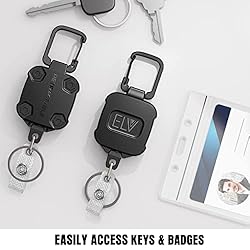 2 Pack ELV Self Retractable ID Badge Holder Key