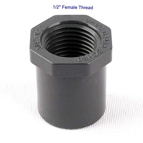 Kammas Well 3/4" to 1/2" Female Thread Bushing Straight Pipe Connectors Adapter Garden Home Irrigation PVC Plastic Tube Joint - (Diameter: 26.7mm) - Thumbnail 2