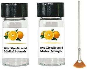 20% and 40% Glycolic Acid (Professional Medical Grade) Chemical Peel with Fanbrush Applicator - Age Spots,Lines,Wrinkles,Acne - LeWilnet