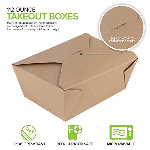 Microwavable Kraft Brown Take Out Boxes 112 oz (30 Pack) Disposable