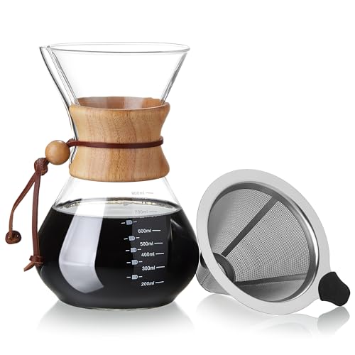 Pour Over Coffee Maker with Reusable Stainless Steel Filter