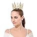 DcZeRong Women Birthday Queen Crowns Cake Topper Gold Full Round Princess Costume Prom Tiara Crown Gift Box Packed Amazing Personality Pageant Queen Rhinestone Crown Gold