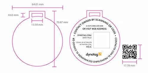 Dynotag Web Enabled Smart Deluxe Steel Luggage ID Tag & Braided Steel Loop, with DynoIQ & Lifetime Recovery Service (Brown)