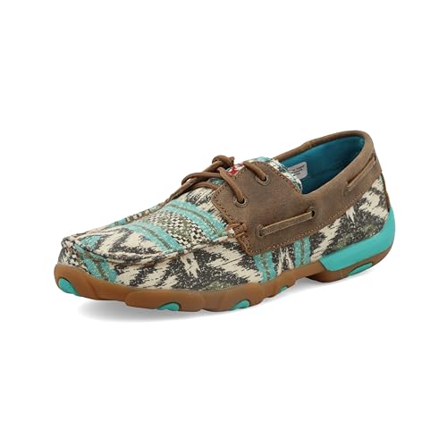 Twisted X Women's Boat Shoe Driving Moc, Moc Toe, Multi Graphic Pattern & Bomber, 10 M at Amazon