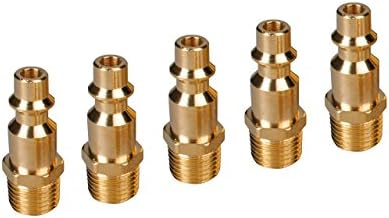 PowRyte Basic 1/4-Inch Industrial Solid Brass Quick Coupler Plug Set - 1/4-Inch NPT Male Thread, 5-Pack