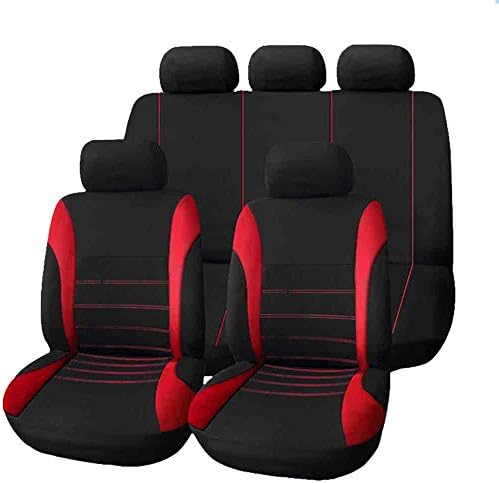 Universal 9 Set Car Seat Covers Mesh Sponge Interior Accessories Full Cover Set for Car Care (RED)