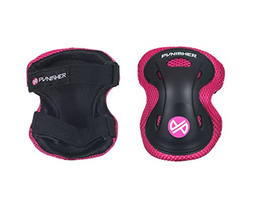 Punisher Skateboards Childrens Protective Pad set for Skateboarding, Elbow Knee and Wrist Pads, Size Small, Pink, Ages 5+