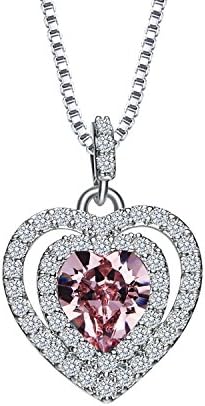 Xingzou December Birthstone Necklace Pendant, Birthday Gift, Pink Crystal Made with Swarovski Elements
