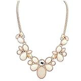 Bestpriceam New Fashion Crystal Rhinestone Flower Bib Chunky Statement Necklace for Women Girls Lady Beige