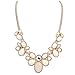 Bestpriceam New Fashion Crystal Rhinestone Flower Bib Chunky Statement Necklace for Women Girls Lady Beige