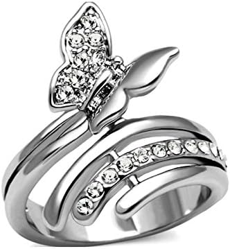 ATLJewelry 21.6 mm Butterfly Designer Ring Stainless Steel
