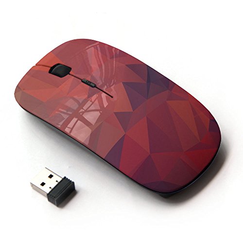 Planetar Colorful PrinTed Ultra-thin Wireless Optical 2.4Ghz Mouse - Black ( Crystal Parterns Of Orange And Wine Colours )