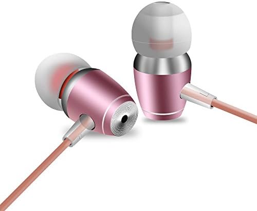 Earbuds, Aothing Wired In Earphones Stereo Headphones Punchy Bass Noise Isolating Earphones Tangle Free in Line Volume Control Built in Mic Earbuds (Pink)