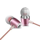 Earbuds, Aothing Wired In Earphones Stereo Headphones Punchy Bass Noise Isolating Earphones Tangle Free in Line Volume Control Built in Mic Earbuds (Pink)