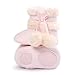 LIVEBOX Infant Toddlers Baby Girls' Soft Sole Anti-Slip Bow Mid Calf Warm Winter Pom Pom Prewalker Snow Boots With Free Gift Socks (S: 0~6 months, Pink)